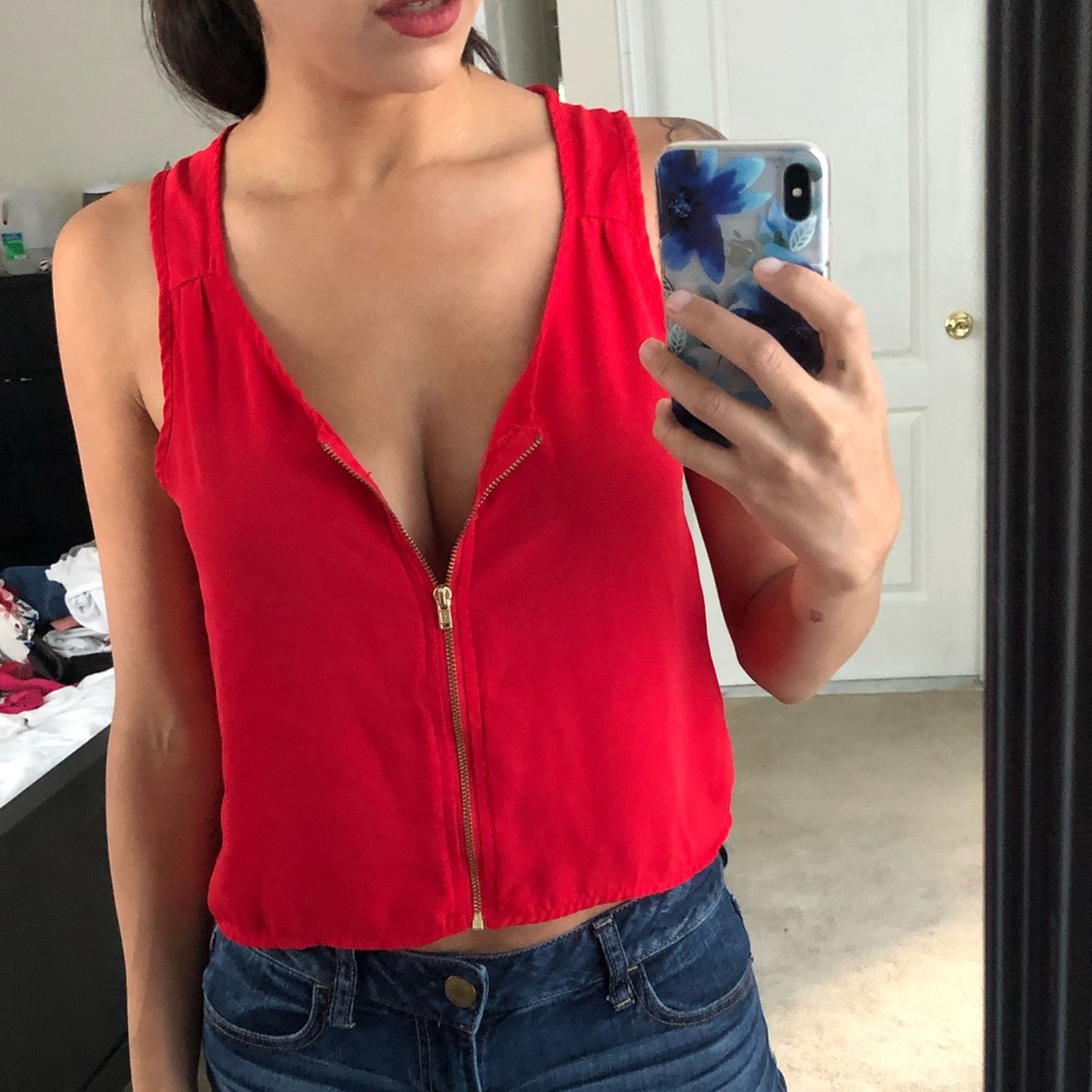 Red Ambiance Zip Up Top (SOLD)